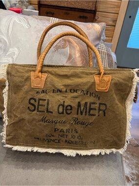 SEL de MER Canvas Tote Bag in Olive Brown